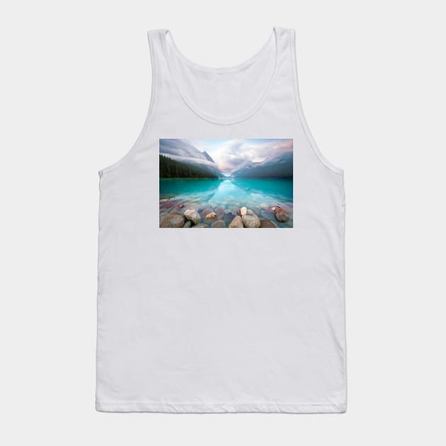 Inspiration at Lake Louise Tank Top by SusannesArtShop